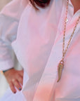 Collana corno portafortuna in ottone dorato