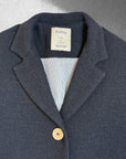Cappotto in tessuto lavorato blu