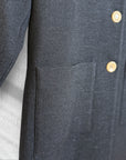 Cappotto in tessuto lavorato blu