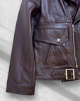 Chiodo in pelle bordeaux