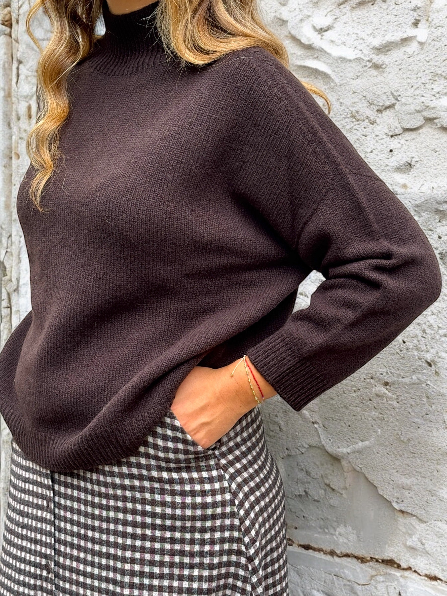 Maglione collo a cratere lana e cachemire