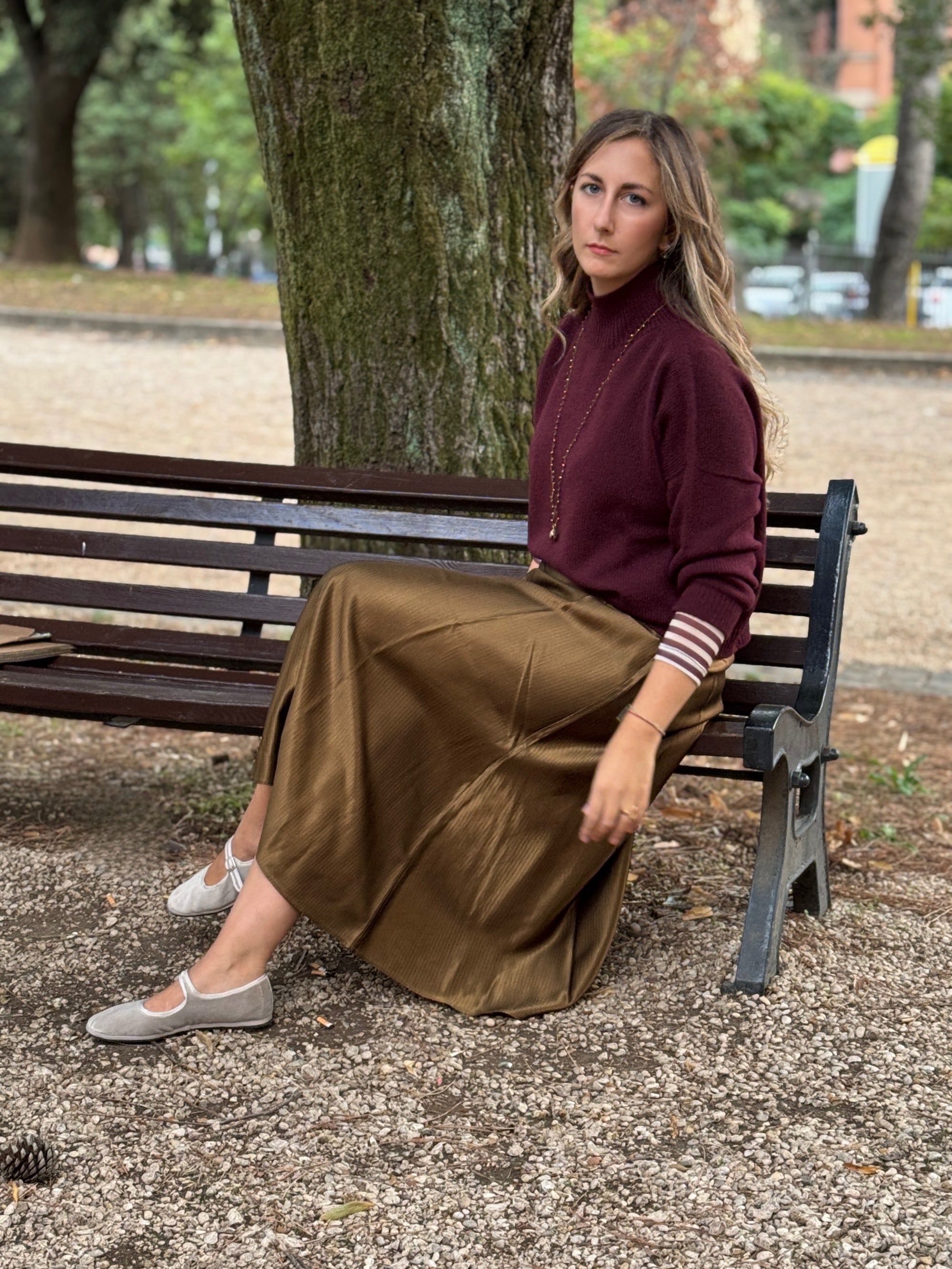 Maglione collo a cratere lana e cachemire