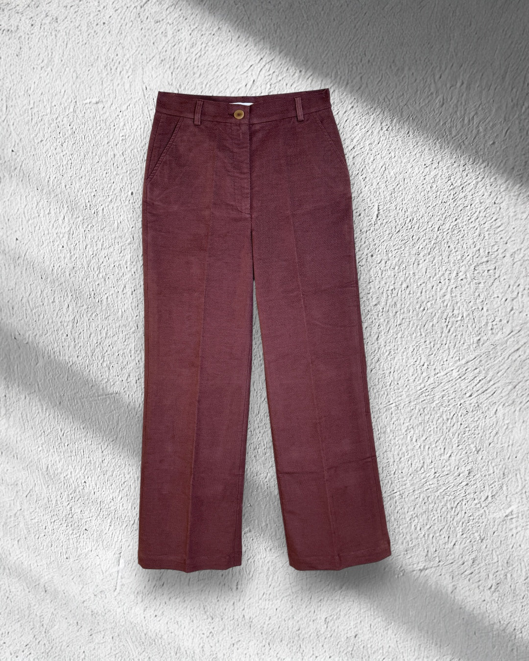 Pantaloni in fustagno vino