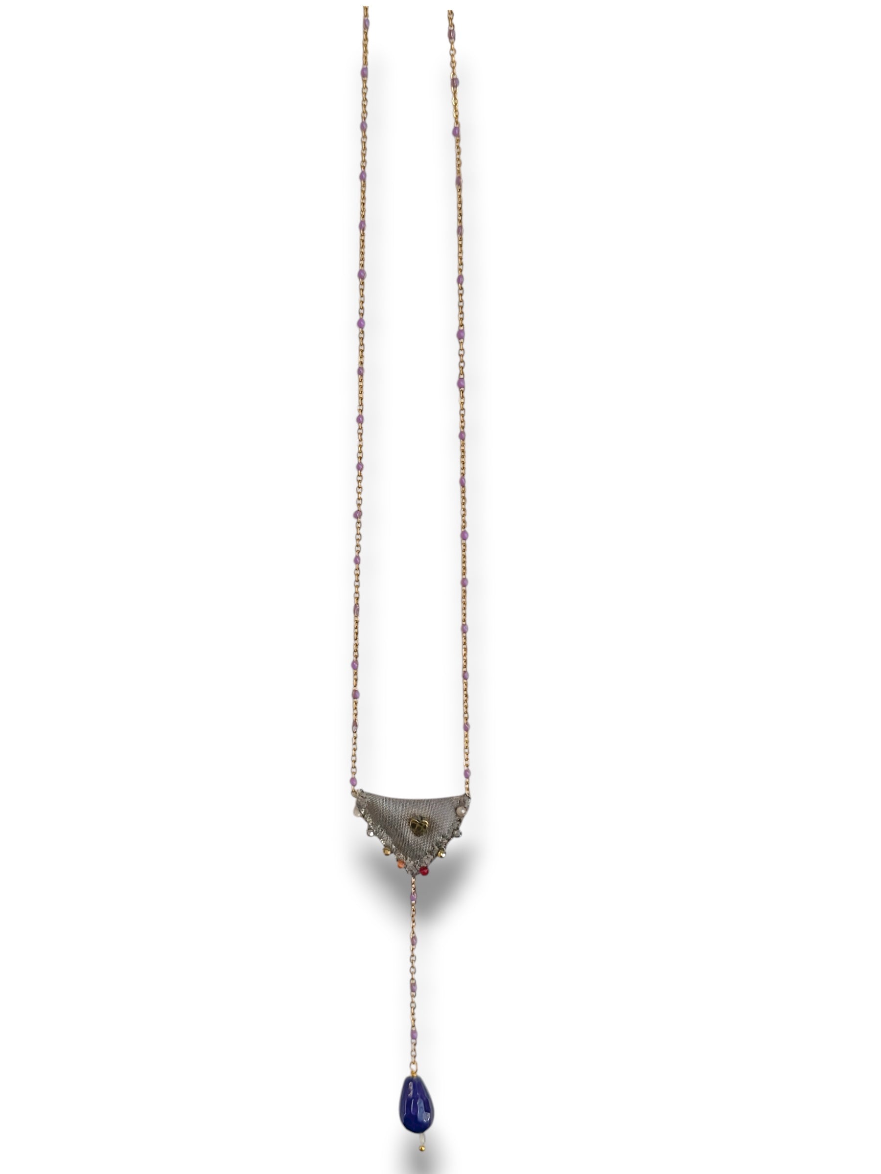 Collana rosario con triangolo in seta