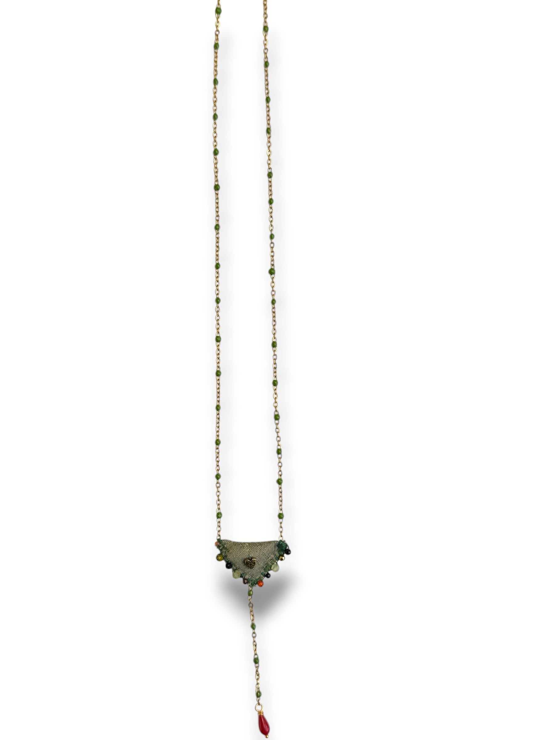 Collana rosario con triangolo in seta