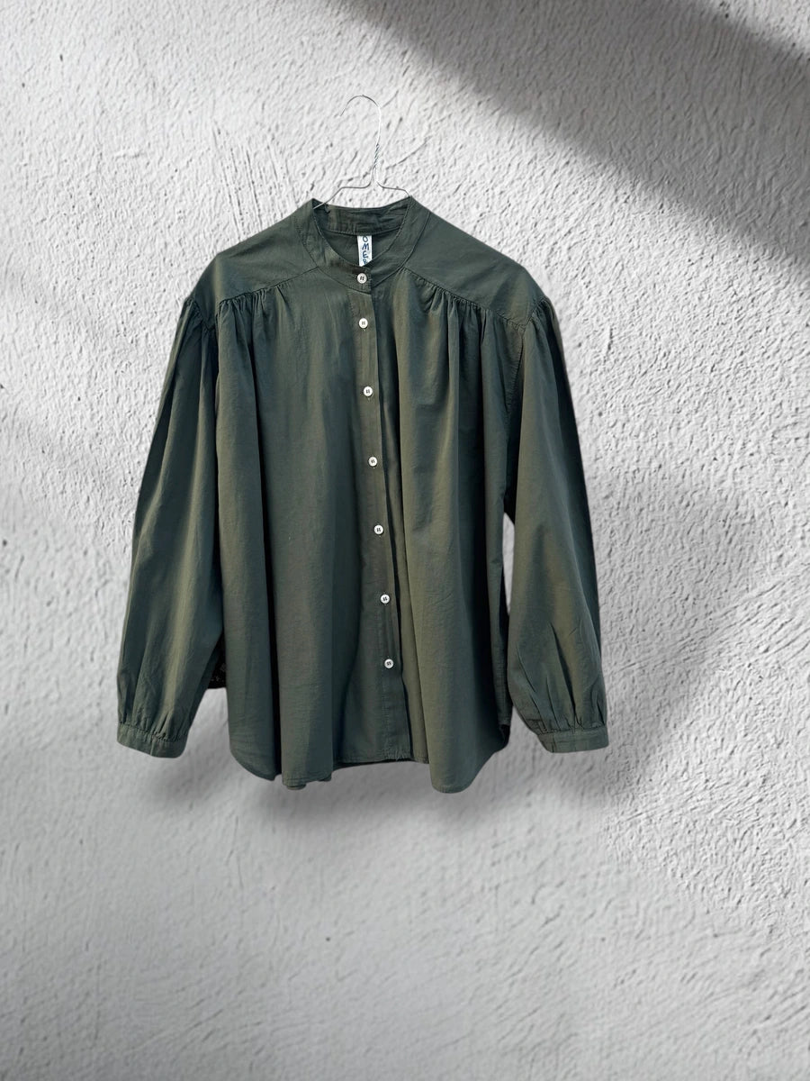 Camicia voile di cotone collo alla coreana
